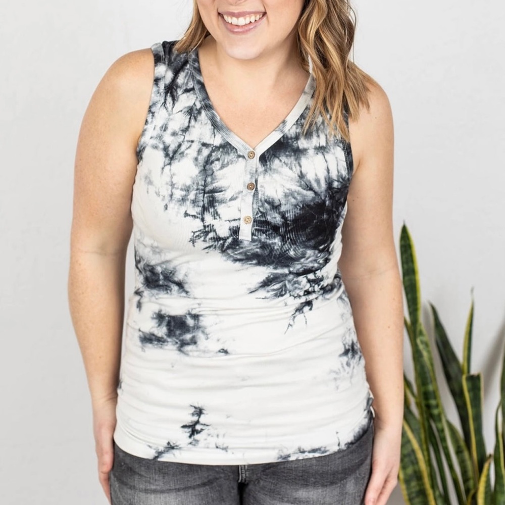 Black & White Tie Dye Ribbed layering tank